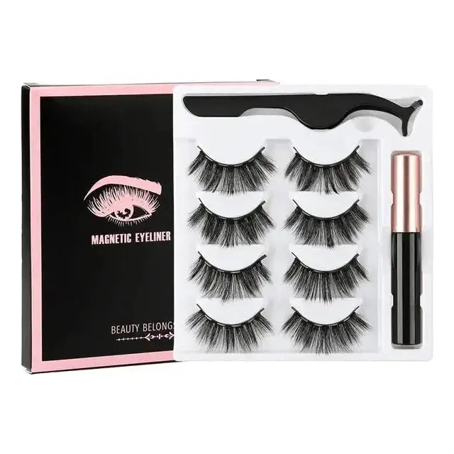 Magnetic Eyelashes Set with Waterproof Eyeliner and Tweezer - Glam Global UK