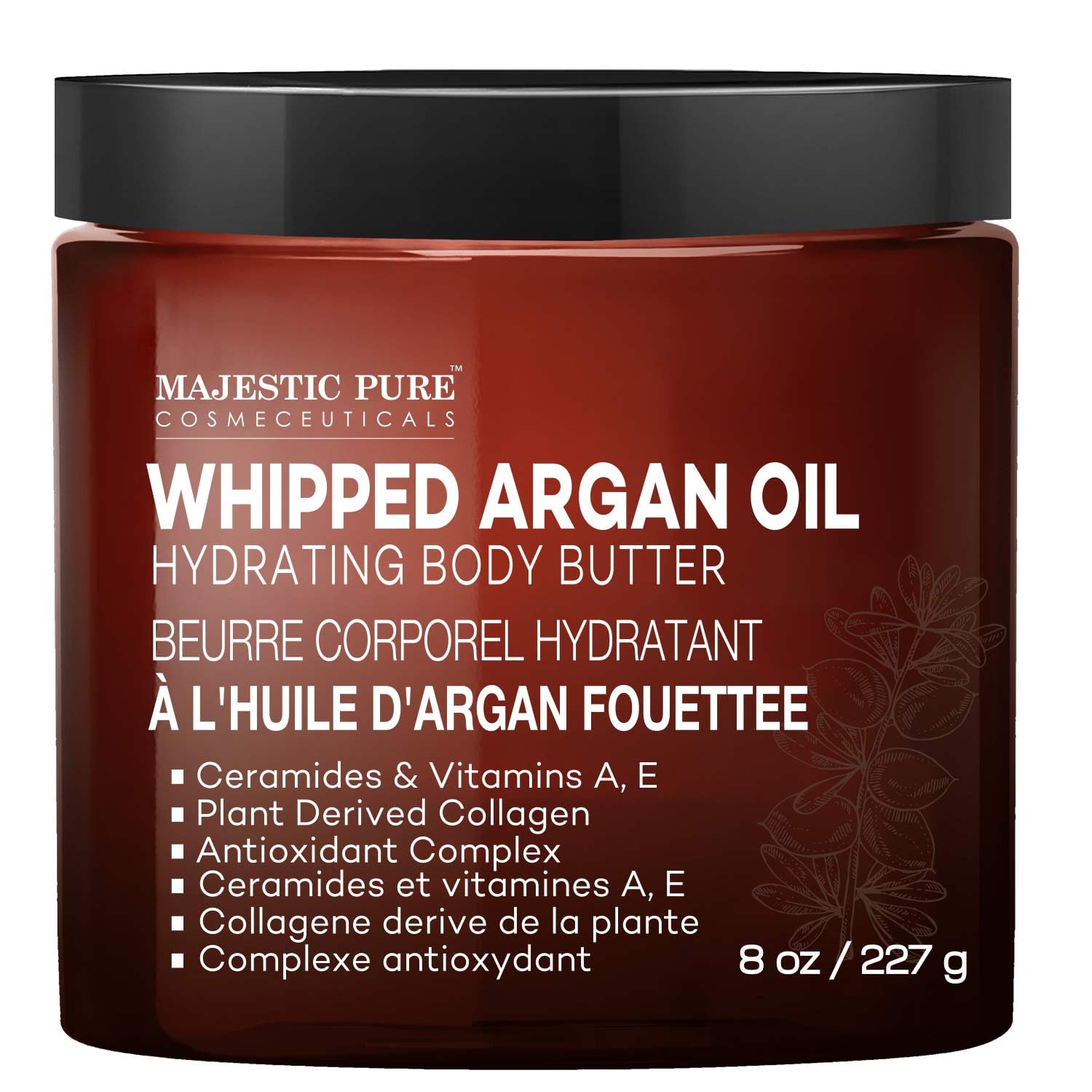 Majestic Pure Whipped Argan Oil Body Butter - 227ml | Deeply Hydrating & Anti-Aging Moisturizer