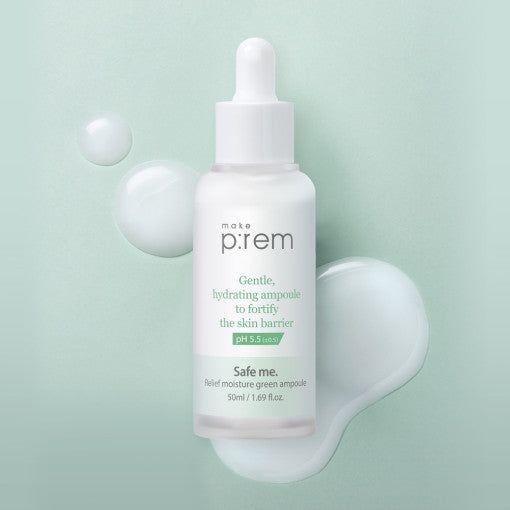 make p:rem Safe Me. Relief Moisture Green Ampoule 50ml - Glam Global UKmake p:rem