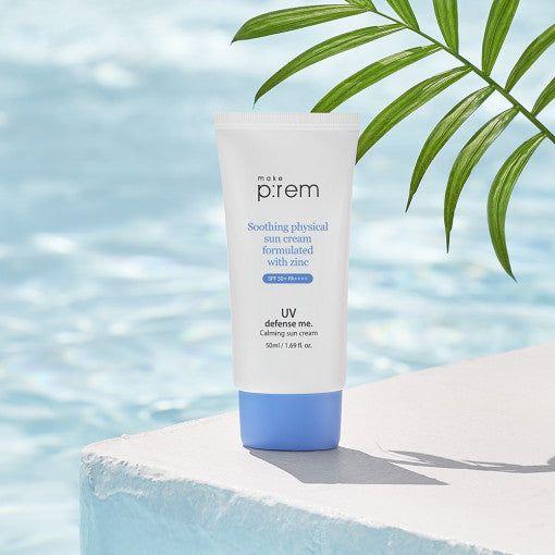 make p:rem UV Defense Me. Calming Sun Cream SPF 50+ PA++++ 50ml - Glam Global UK