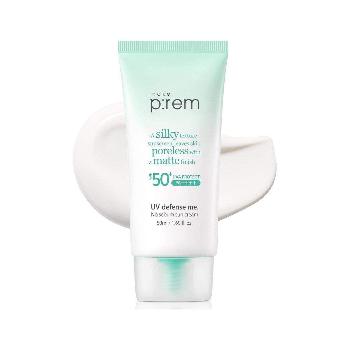 make p:rem UV Defense Me. No Sebum Sun Cream SPF50+ PA++++ 50ml - Glam Global UK