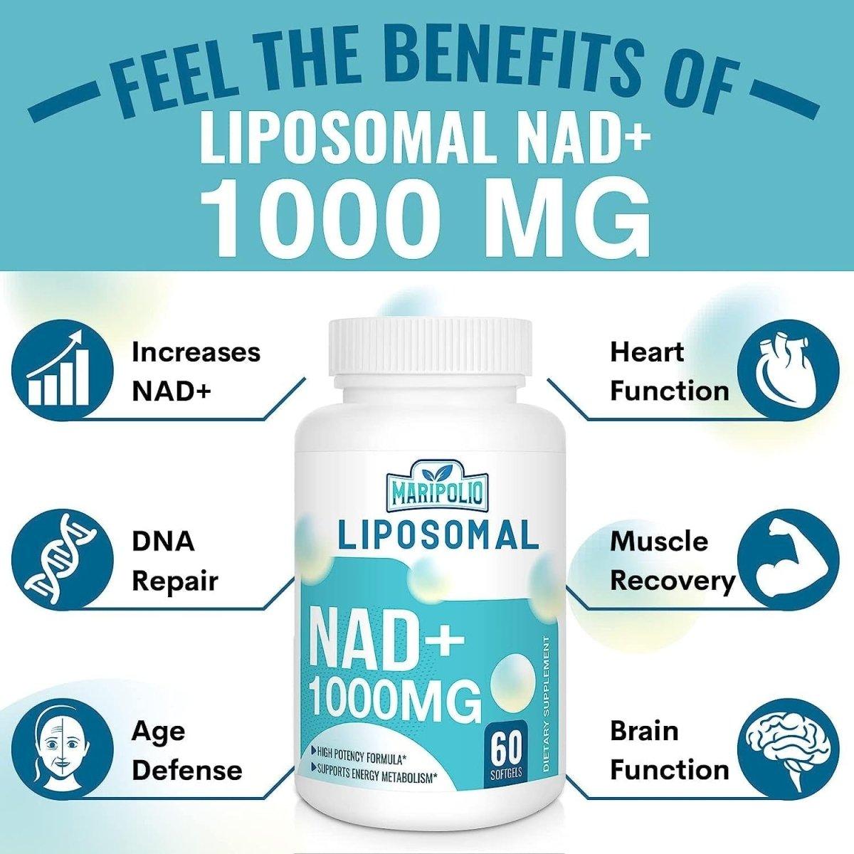 Maripolio Liposomal NAD+ Supplement 1000 Mg | Max Absorption for Energy & Brain Function | 60 Softgels - Glam Global UK