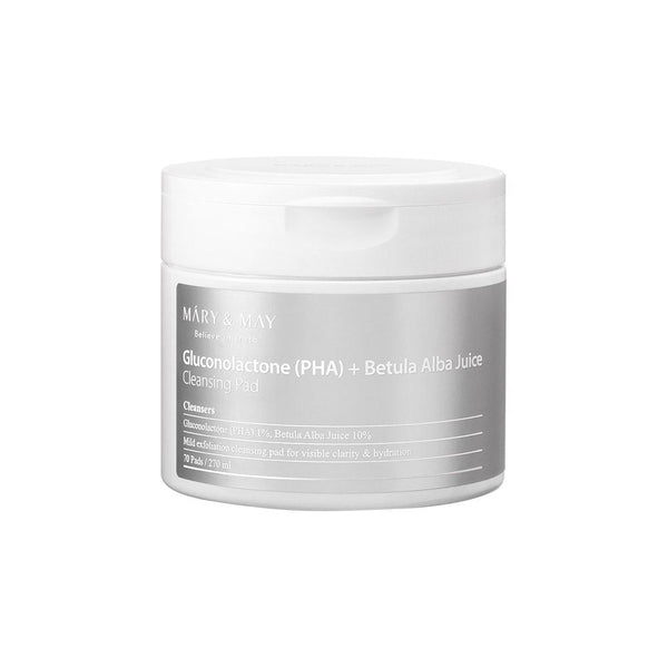[MARY & MAY] Gluconolactone (PHA)+Betula Alba Juice Cleansing Pad 270ml (70 Pads) - Glam Global UKMARY & MAY