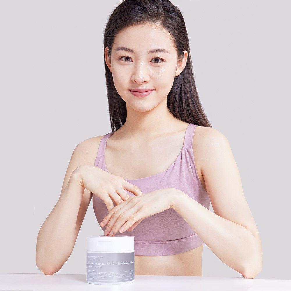 [MARY & MAY] Gluconolactone (PHA)+Betula Alba Juice Cleansing Pad 270ml (70 Pads) - Glam Global UKMARY & MAY