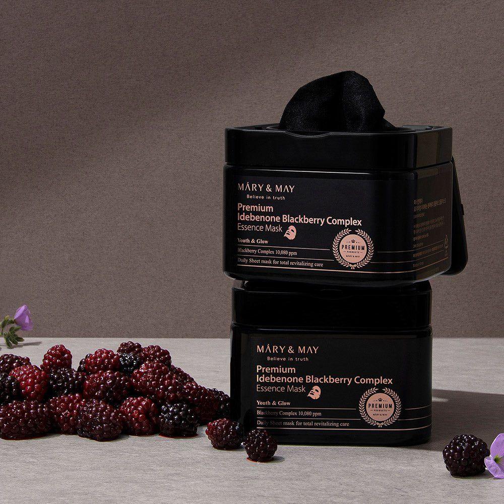 MARY & MAY Premium Idebenone Blackberry Complex Essence Mask - 250g (20ea) - Glam Global UKMARY & MAY