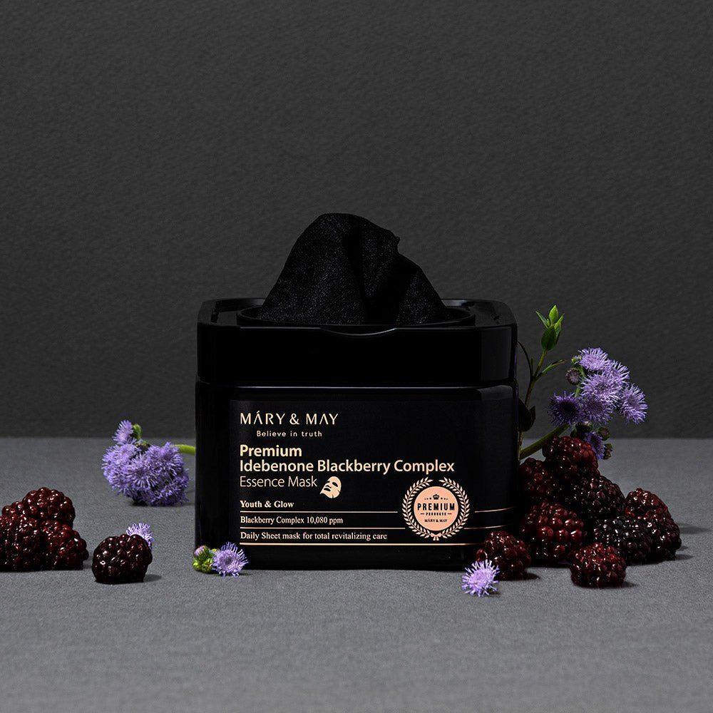 MARY & MAY Premium Idebenone Blackberry Complex Essence Mask - 250g (20ea) - Glam Global UKMARY & MAY