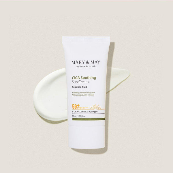 [MARY & MAY] Vegan CICA Soothing Sun Cream SPF50+ PA++++ 50ml - Glam Global UKMARY & MAY