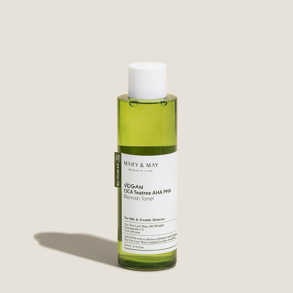 [MARY & MAY] Vegan CICA Tea Tree AHA PHA Blemish Toner 200ml - Glam Global UKMARY & MAY