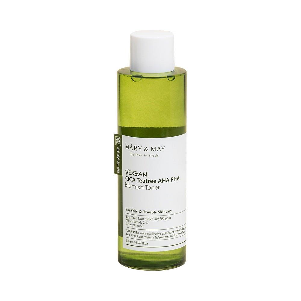 [MARY & MAY] Vegan CICA Tea Tree AHA PHA Blemish Toner 200ml - Glam Global UKMARY & MAY