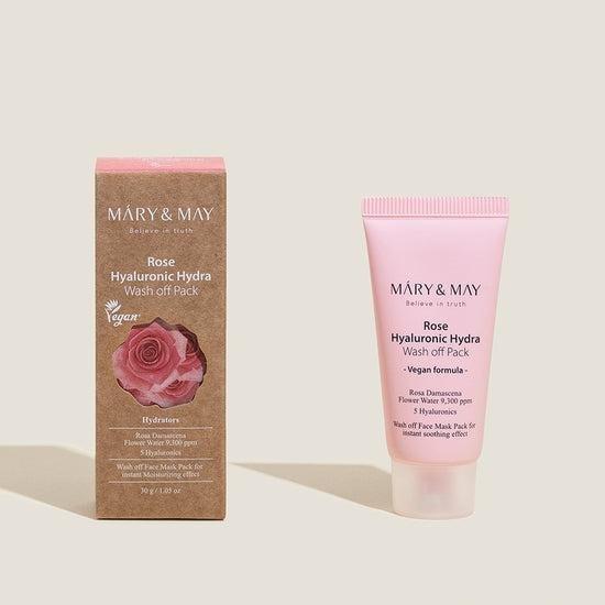 [MARY & MAY] Vegan Rose Hyaluronic Hydra Wash - Off Pack 30g | Hydration & Purification - Glam Global UKMARY & MAY