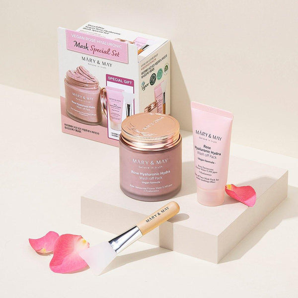 [MARY & MAY] Vegan Rose Hyaluronic Mask Special Set (125g + 30g) | Hydration & Sebum Care - Glam Global UKMARY & MAY