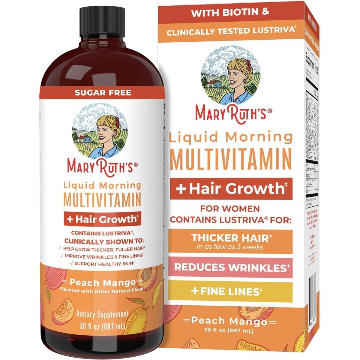 MaryRuth Liquid Multivitamin + Lustriva® Hair Growth Vitamins | Biotin 10000Mcg - 887ML - Glam Global UK