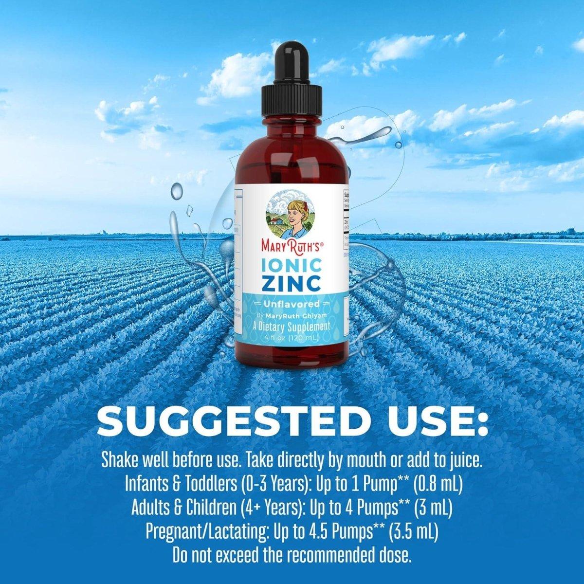 MaryRuth Organic Ionic Zinc Liquid Zinc Supplement, 40 Day Supply - 120ml - Glam Global UK