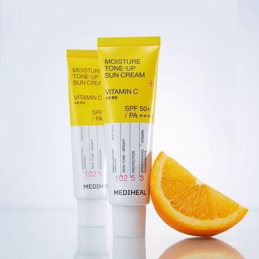 MEDIHEAL MEDIHEAL Moisture Tone - Up Sun Cream Vitamin C 50ml (SPF 50+, PA++++) - Glam Global UK