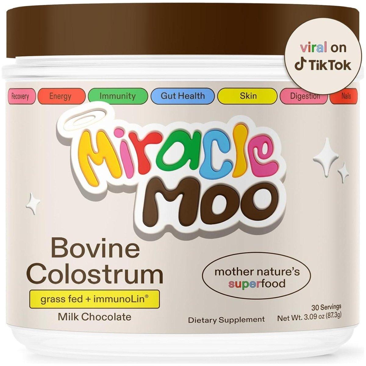 Miracle Moo Chocolate Colostrum Supplement for Gut Health 30 Servings - Glam Global UK