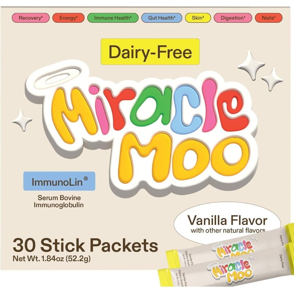 Miracle Moo Dairy Free Supplement - Colostrum Alternative for Gut Health - Vanilla Stick Packets (30 Servings) - Glam Global UKMiracle Moo