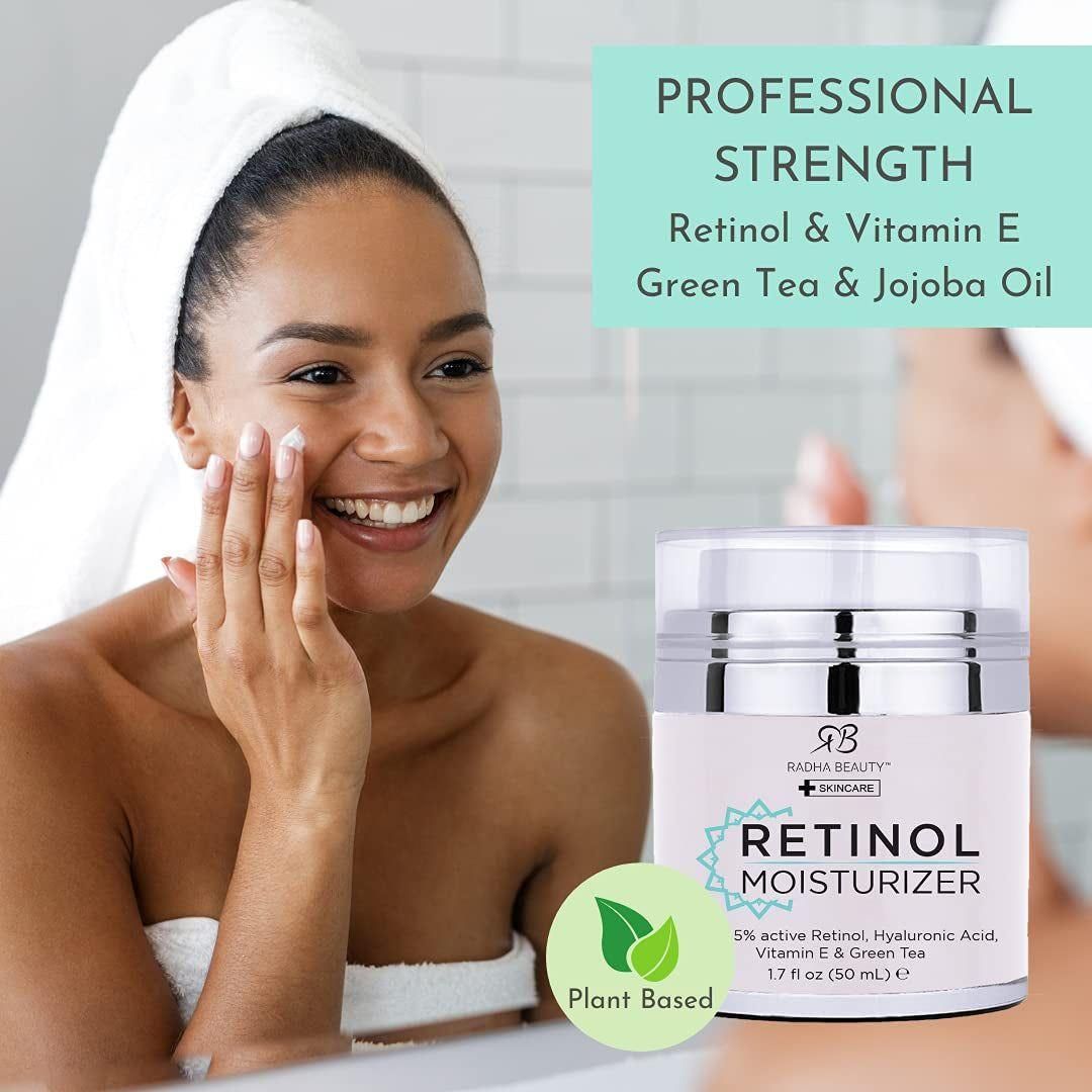 Moisturizing Miracle Retinol Cream for Face - with 2.5% Retinol, Hyaluronic Acid, Vitamin E and Green Tea. Luxury Night and Day Anti - Aging Wrinkle Cream 1.7 Fl Oz. - Glam Global UK