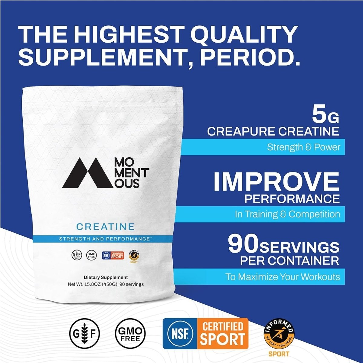 Momentous Creatine Dietary Supplement 15.8 oz - 450 g - Glam Global UK