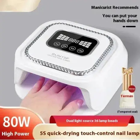 Nail Art Phototherapy Lamp – 150W Blue Light Gel Curing with Quick - Dry Technology - Glam Global UK