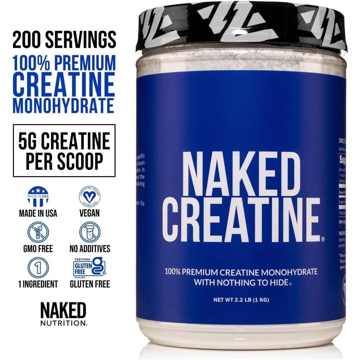 Naked Pure Creatine Monohydrate – 200 Servings - 1,000 Grams 1kg - Glam Global UK