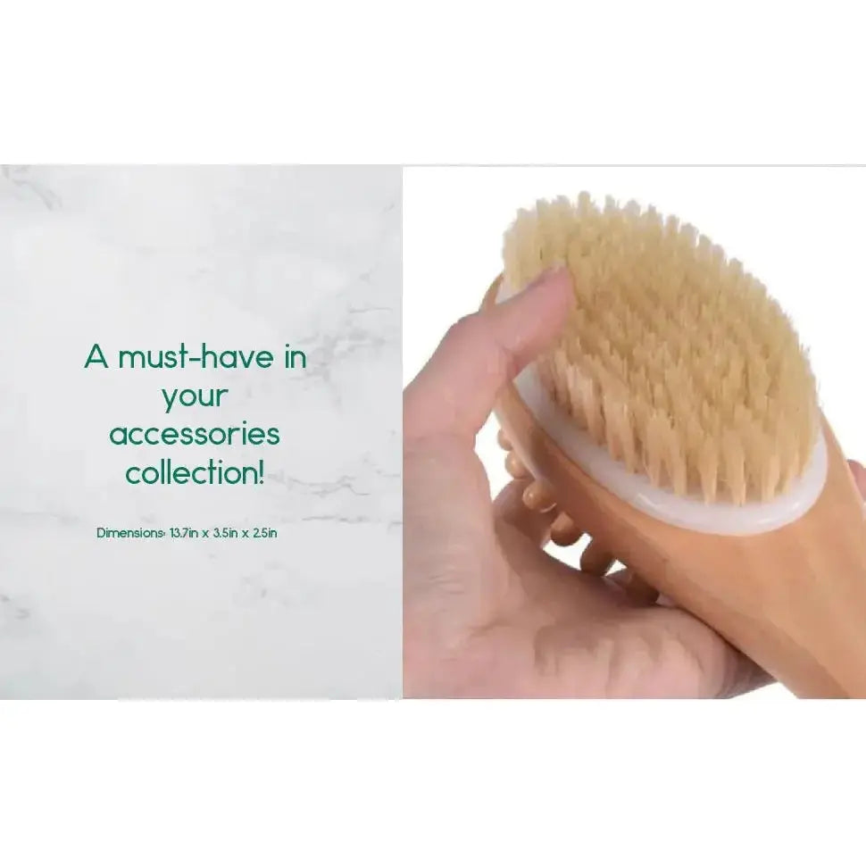 Natural Boar Bristle Bath & Body Massage Brush - Glam Global UK