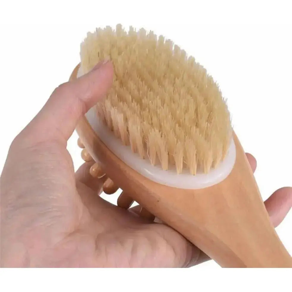 Natural Boar Bristle Bath & Body Massage Brush - Glam Global UK