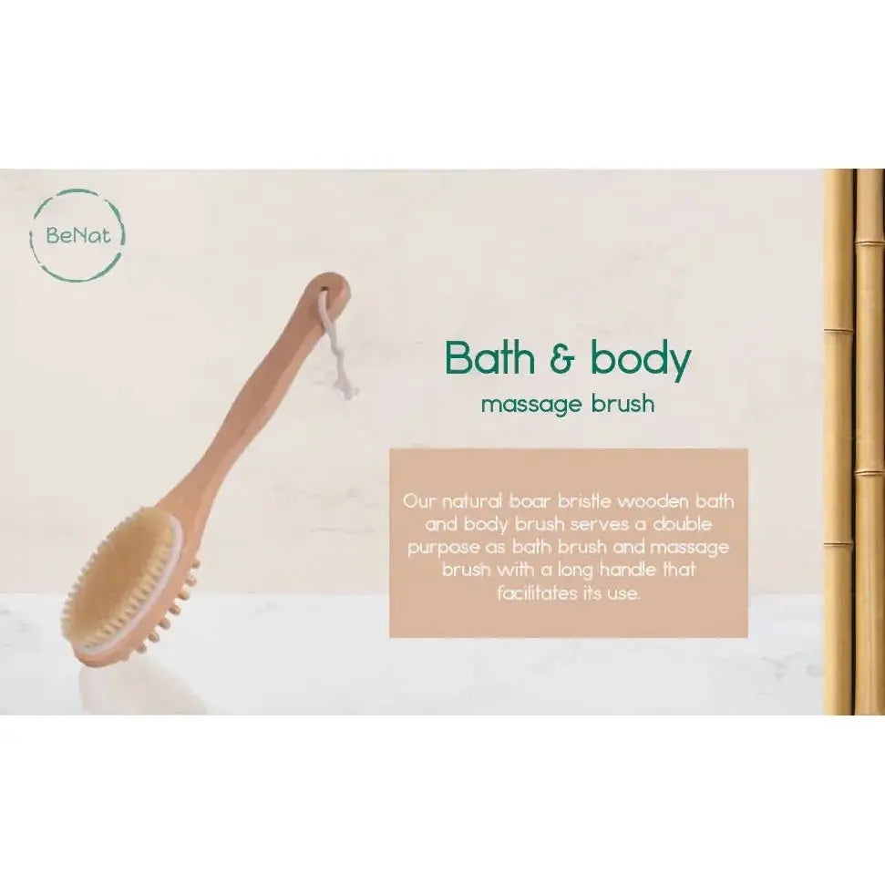 Natural Boar Bristle Bath & Body Massage Brush - Glam Global UK