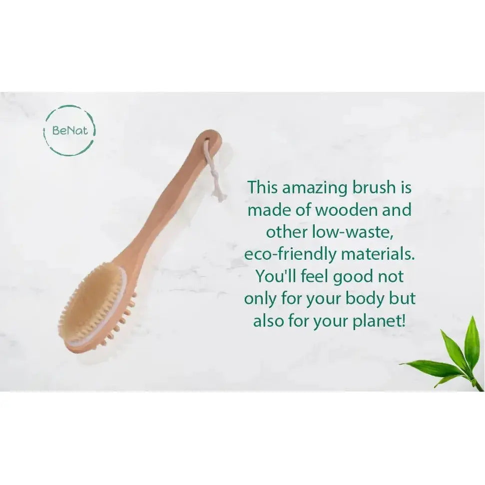 Natural Boar Bristle Bath & Body Massage Brush - Glam Global UK