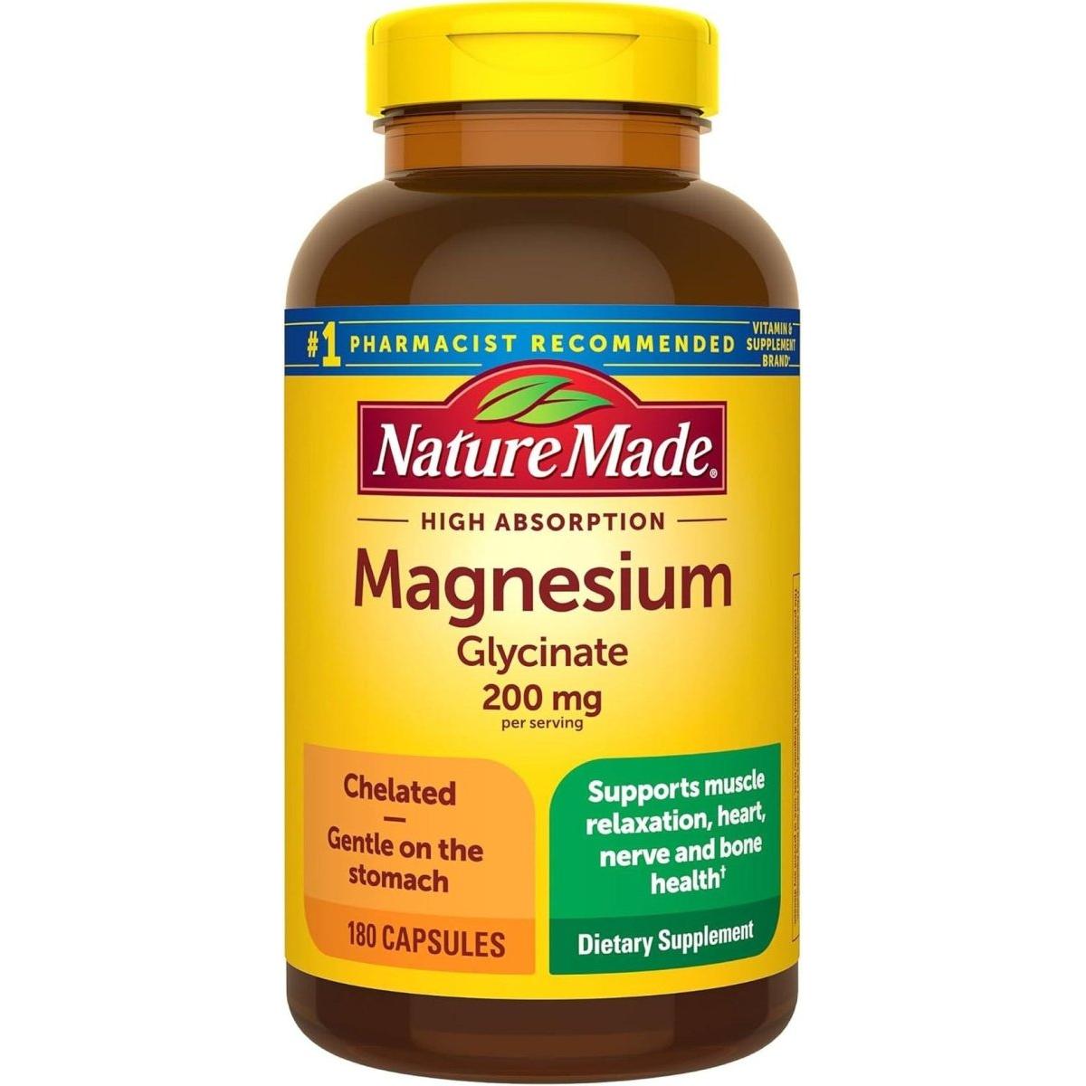 Nature Made Magnesium Glycinate 200 mg per serving - 180 Capsules - Glam Global UK