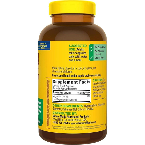 Nature Made Magnesium Glycinate 200 mg per serving - 180 Capsules - Glam Global UKNature Made