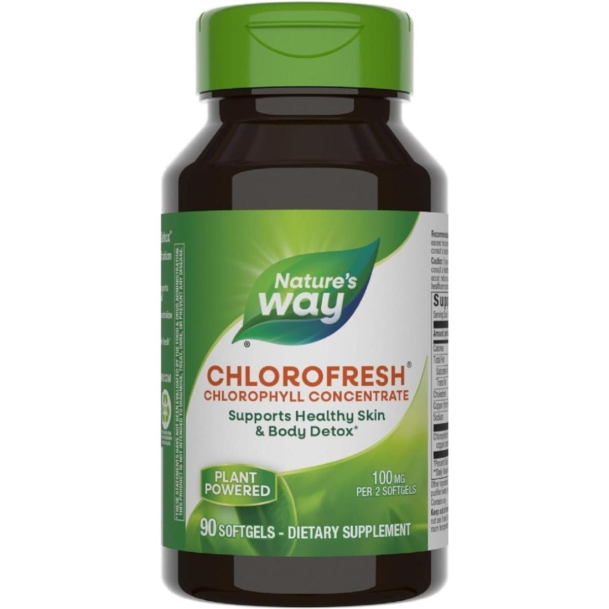 Nature’S Way Chlorofresh Chlorophyll Concentrate, Supports Detox Pathways*, Chlorophyllin Copper Complex, Supports Healthy Skin*, Internal Deodorant*, 90 Softgels (Packaging May Vary) - Glam Global UK