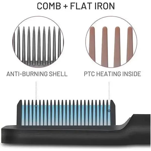 Negative Ion Hair Straightener Styling Comb - Glam Global UK