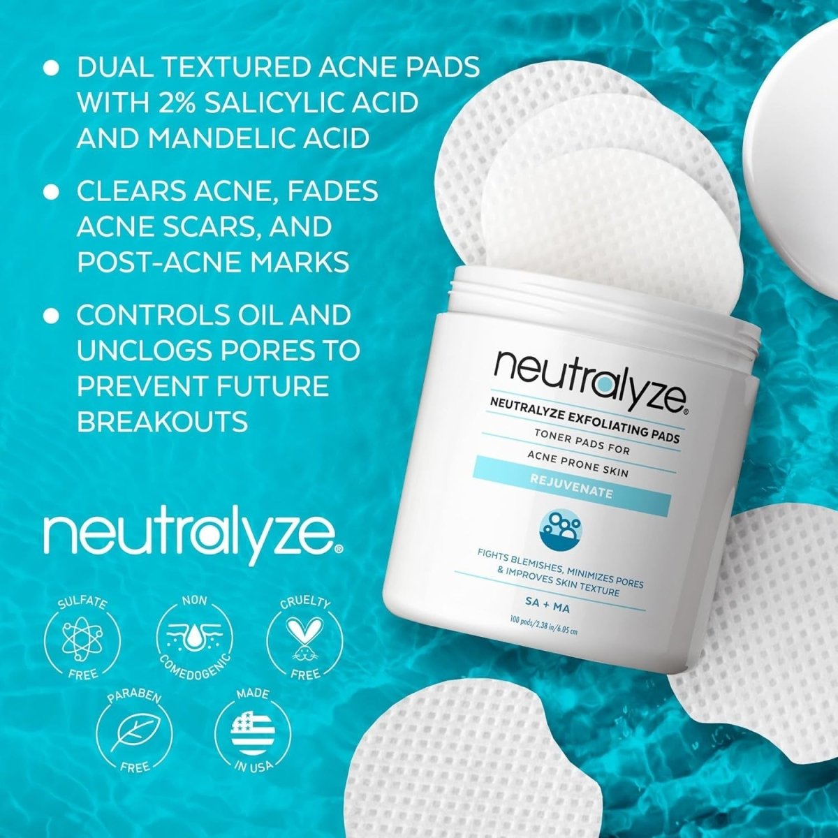 Neutralyze Exfoliating Pads - 100 Pads - Glam Global UK