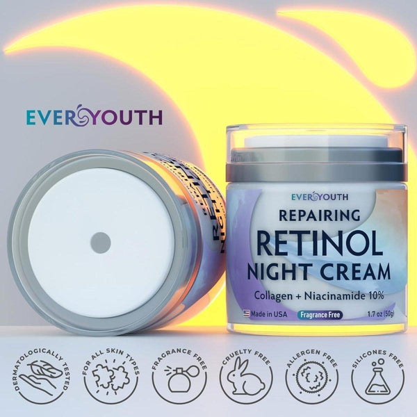 Everyouth Night Cream - Retinol, Collagen & Niacinamide - Anti - Aging Face Moisturizer for Women - 50ml - Glam Global UKEveryouth