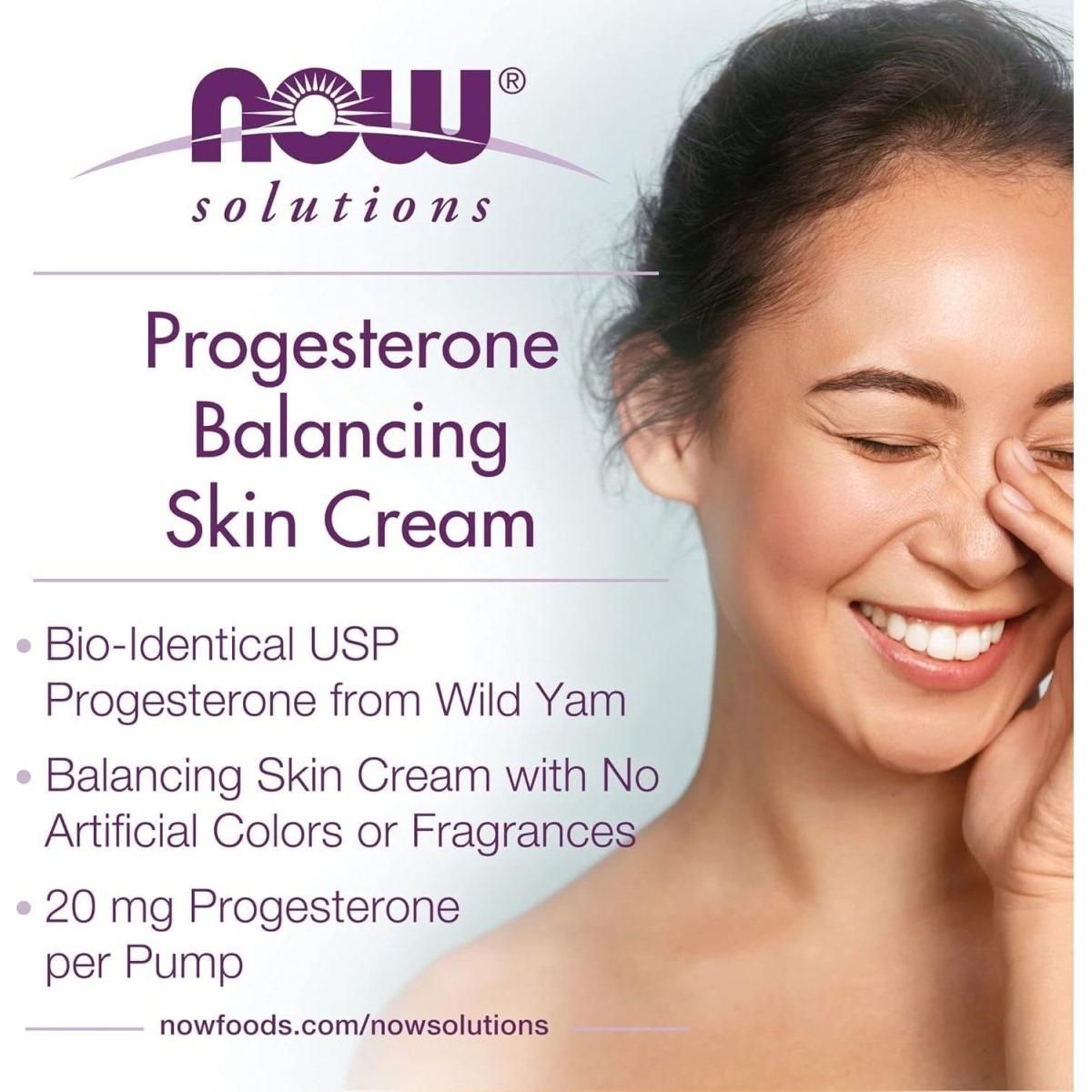 NOW Solutions, Natural Progesterone, Balancing Skin Cream, 20 Mg of Natural Progesterone per Pump, Unscented, 3 - Ounce - Glam Global UK