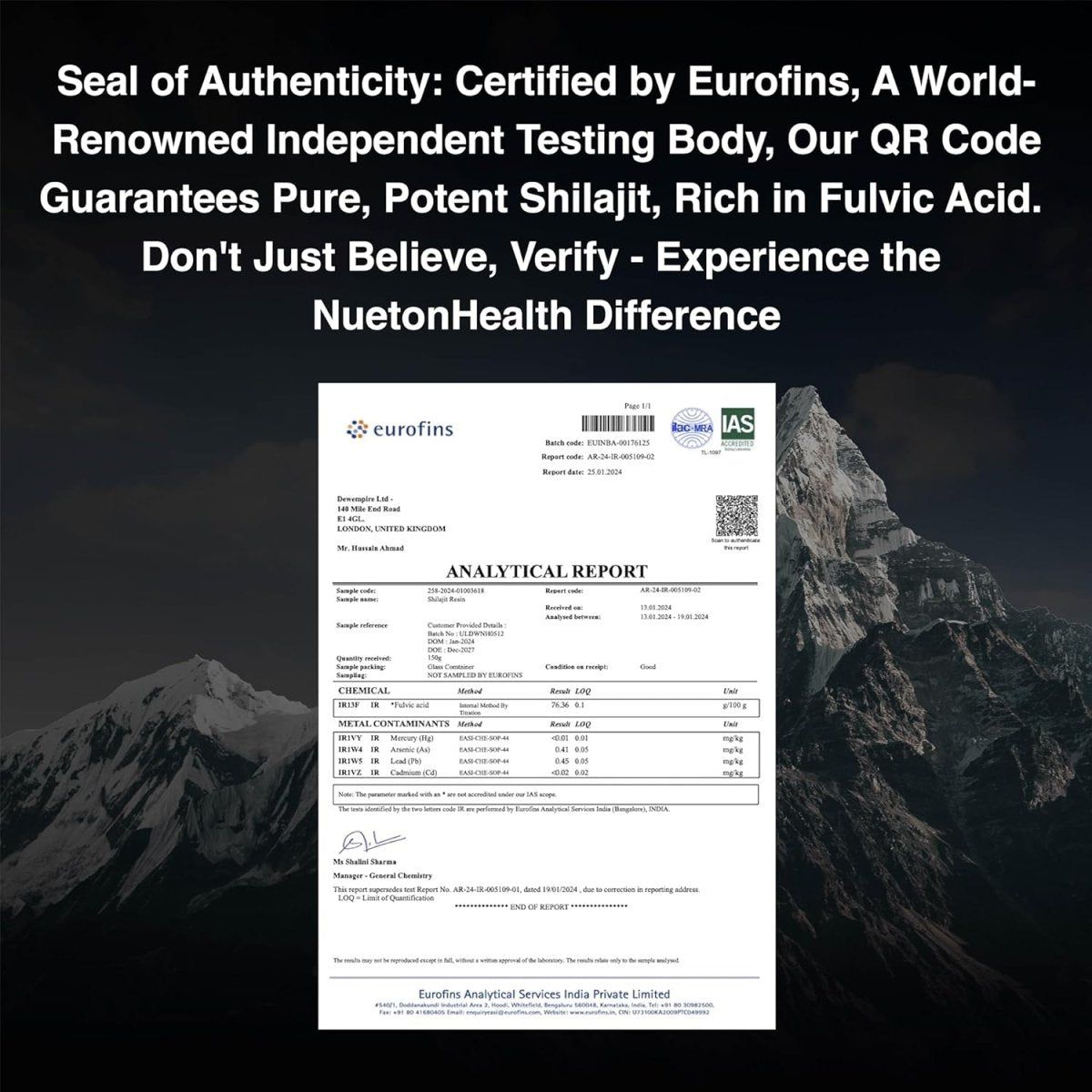 NuetonHealth Pure Organic Himalayan Shilajit Resin - Gold Grade 30G Lab Tested in UK - Glam Global UK
