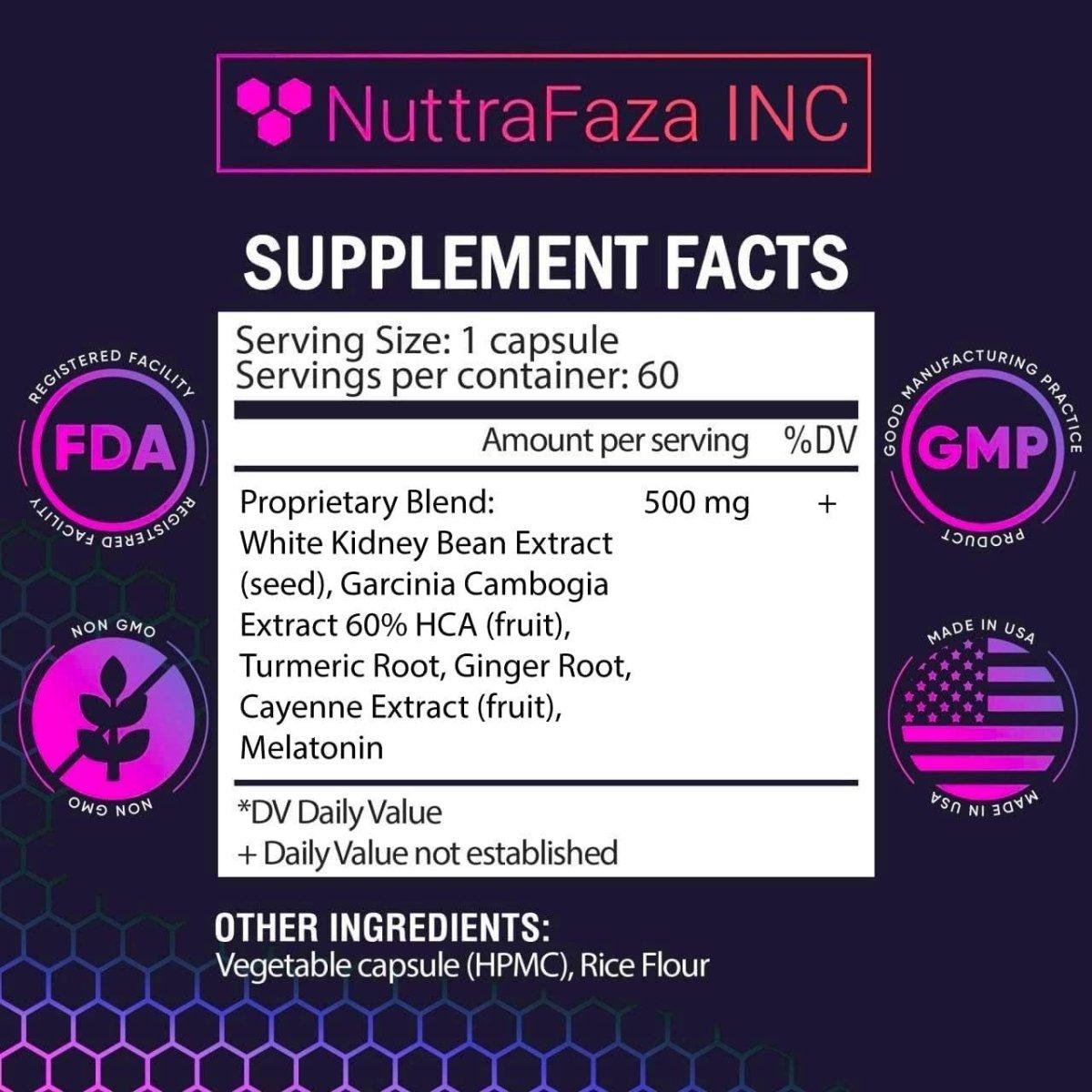 NuttraFaza INC Night Time Fat Burner Weight Loss Support Supplement for Women - 2Pack (60 Capsules per pack) - Glam Global UK