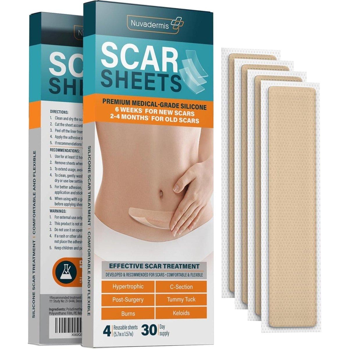 NUVADERMIS Silicone Scar Sheets - 4 Pack - Glam Global UK