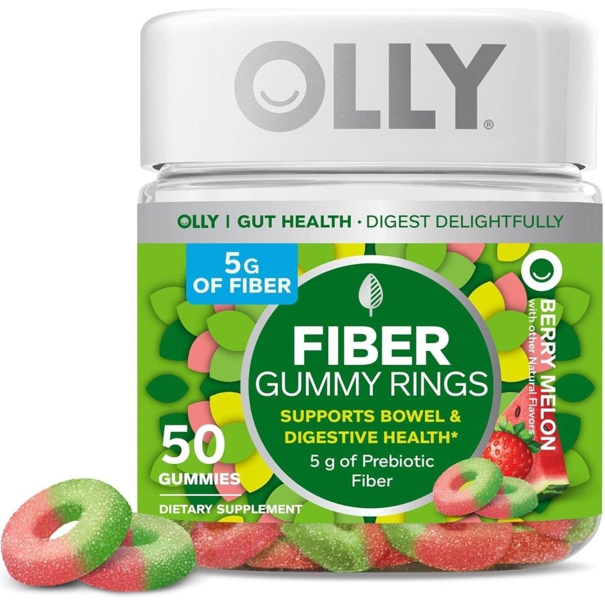 OLLY Fiber Gummy Rings, 5G Prebiotic Fiber Berry Melon - 50Ct - Glam Global UK