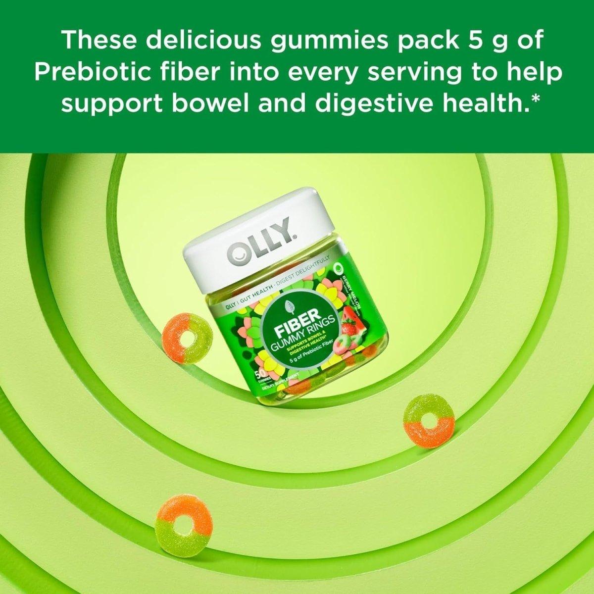 OLLY Fiber Gummy Rings, 5G Prebiotic Fiber Berry Melon - 50Ct - Glam Global UK