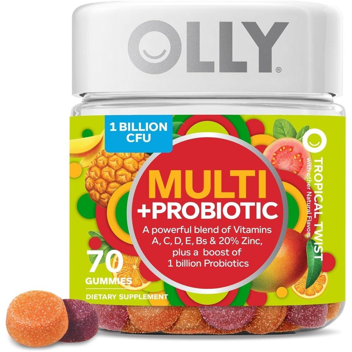 OLLY Multi + Probiotic Adult Multivitamin Gummy, 1 Billion Cfus (70 Gummies), Tropical Twist - Glam Global UK