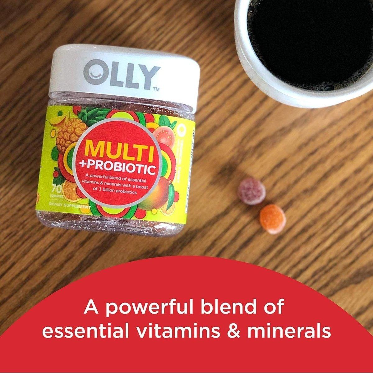 OLLY Multi + Probiotic Adult Multivitamin Gummy, 1 Billion Cfus (70 Gummies), Tropical Twist - Glam Global UK