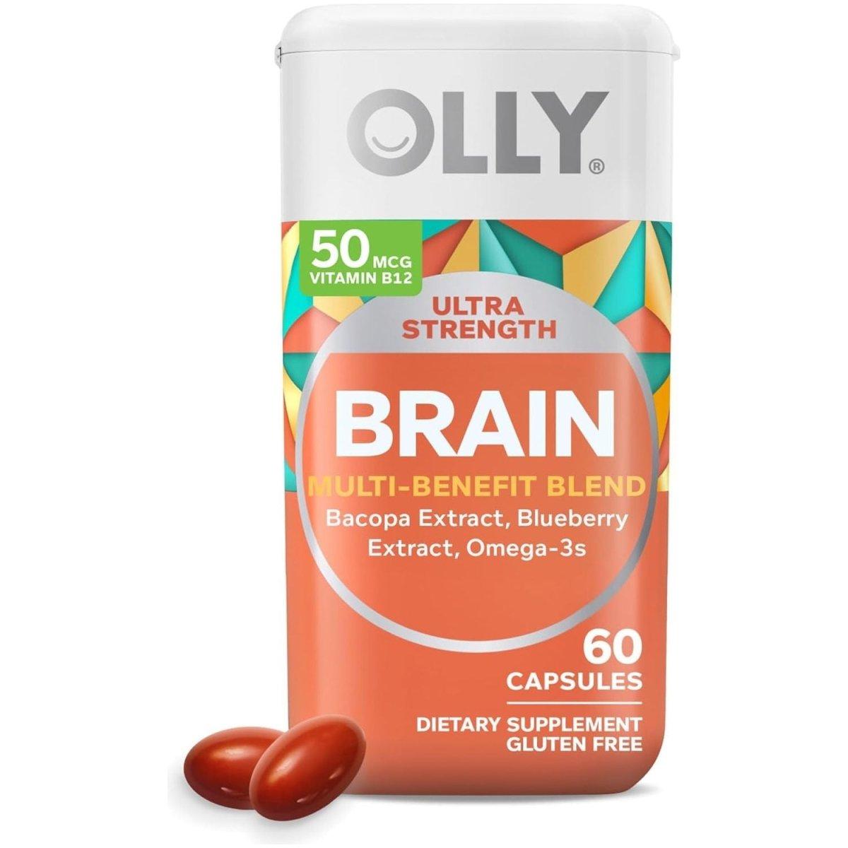 OLLY Ultra Strength Brain Softgels, Nootropic 30 Day Supply - 60 Count - Glam Global UK