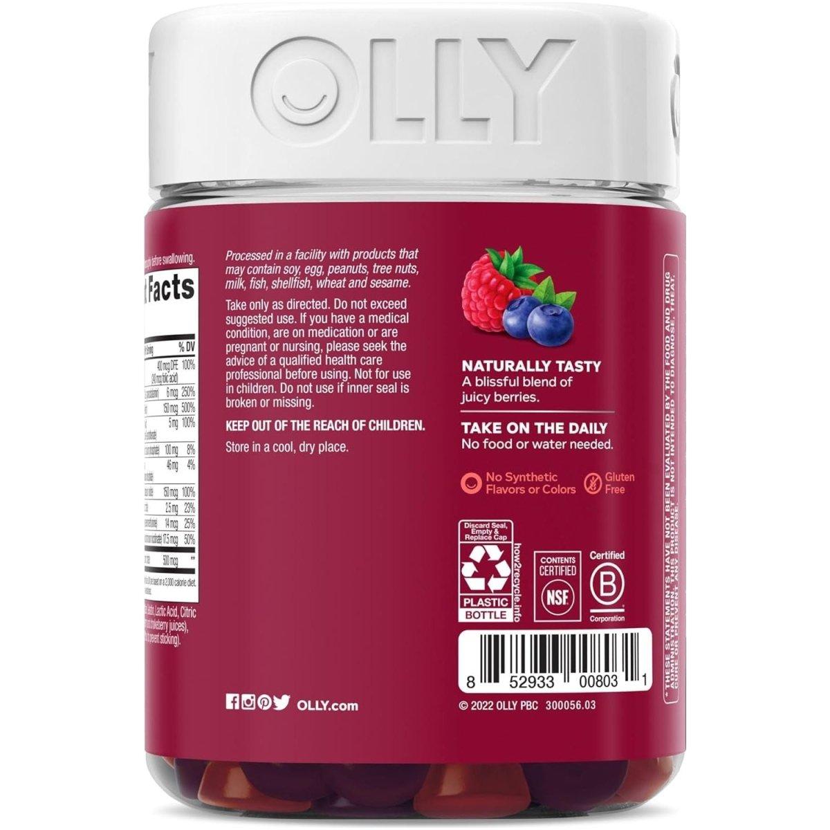 OLLY Women's Multivitamin Gummy Berry Flavor, 65 Day Supply - 130 Count - Glam Global UK