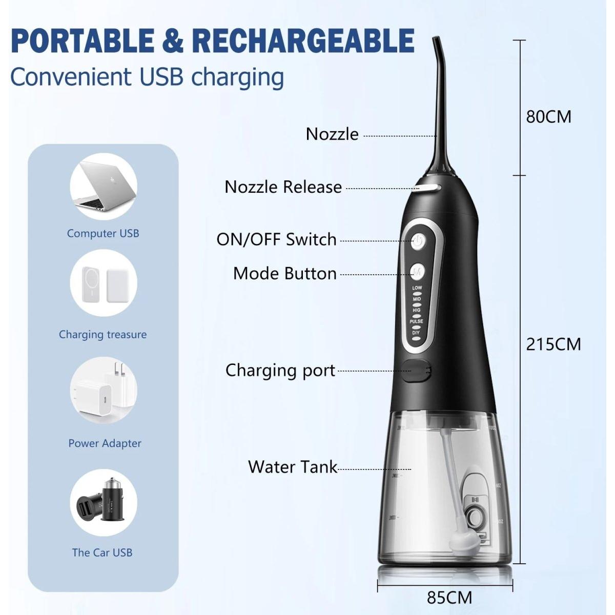 Oral Irrigator USB Rechargeable Water Flosser - Glam Global UK