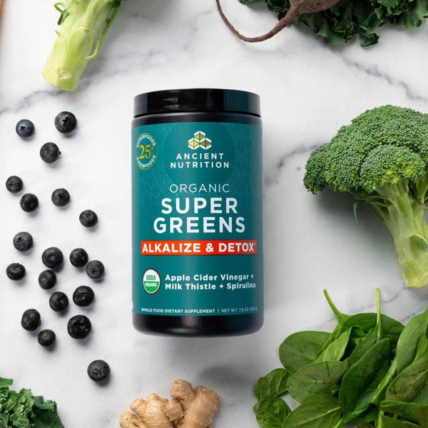 Ancient Nutrition Organic SuperGreens Alkalize & Detox Powder - 213g - Glam Global UKAncient Nutrition