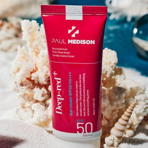 PAUL MEDISON Deep - Red Sun Cream SPF50 PA+++ – 60ml | UV Protection, Matte Finish & Long - Lasting Durability - Glam Global UKPAUL MEDISON