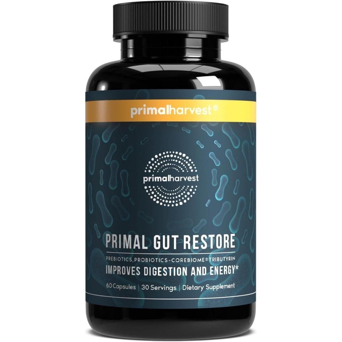 Primal Harvest Gut Restore Probiotics and Prebiotics - 60 Count - Glam Global UK