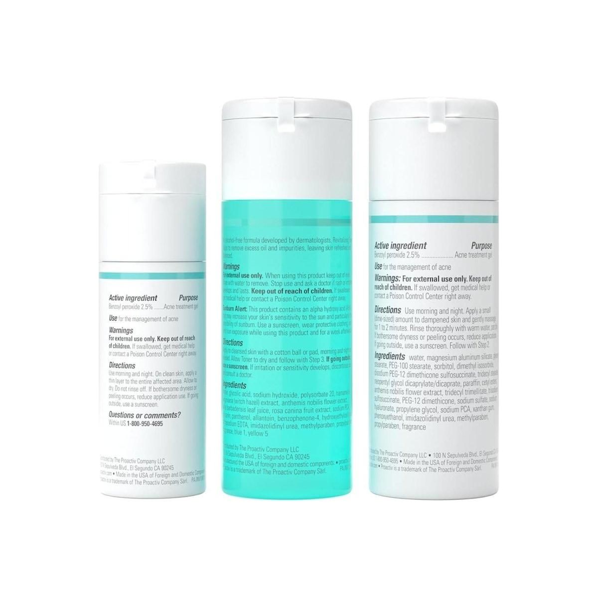 Proactiv 3 Step Acne Treatment - Benzoyl Peroxide Face Wash - 30 Day Complete Acne Skin Care Kit - Glam Global UK