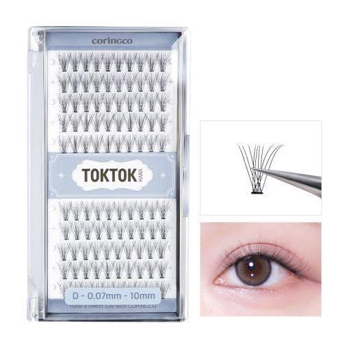 CORINGCO Toktok-Hara Air Eyelash – 100 Count (3 Types) | Ultra-Light Lash Clusters for Barely-There Comfort
